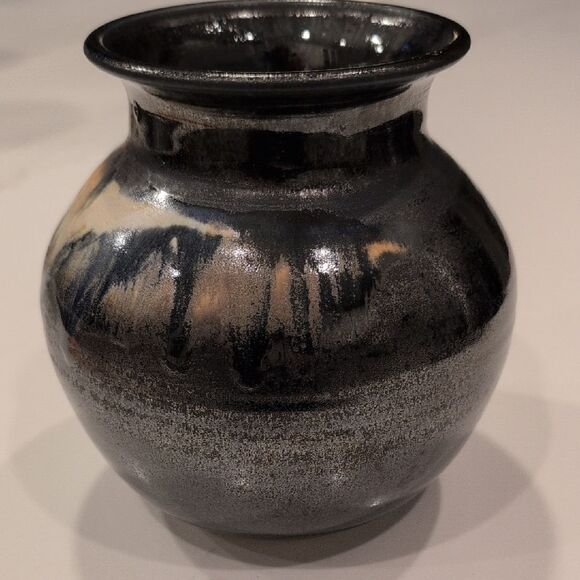 Studio Art Pottery Hand Thrown Mottled Glaze Ceramic Vase Artist signed - Picture 3 of 9